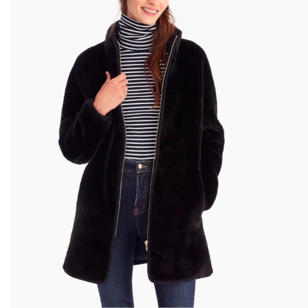 J. Crew Black Teddy Jacket Oversized Fit